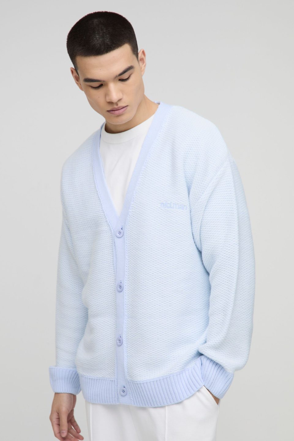 Oversized Reverse Jacquard Knitted Cardigan