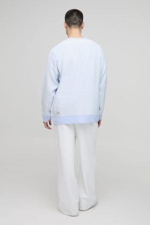 Oversized Reverse Jacquard Knitted Cardigan