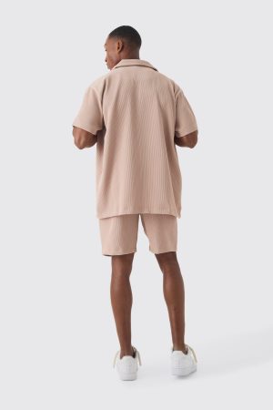 Oversized Short Sleeve Pleated Shirt And Short