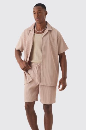 Oversized Short Sleeve Pleated Shirt And Short