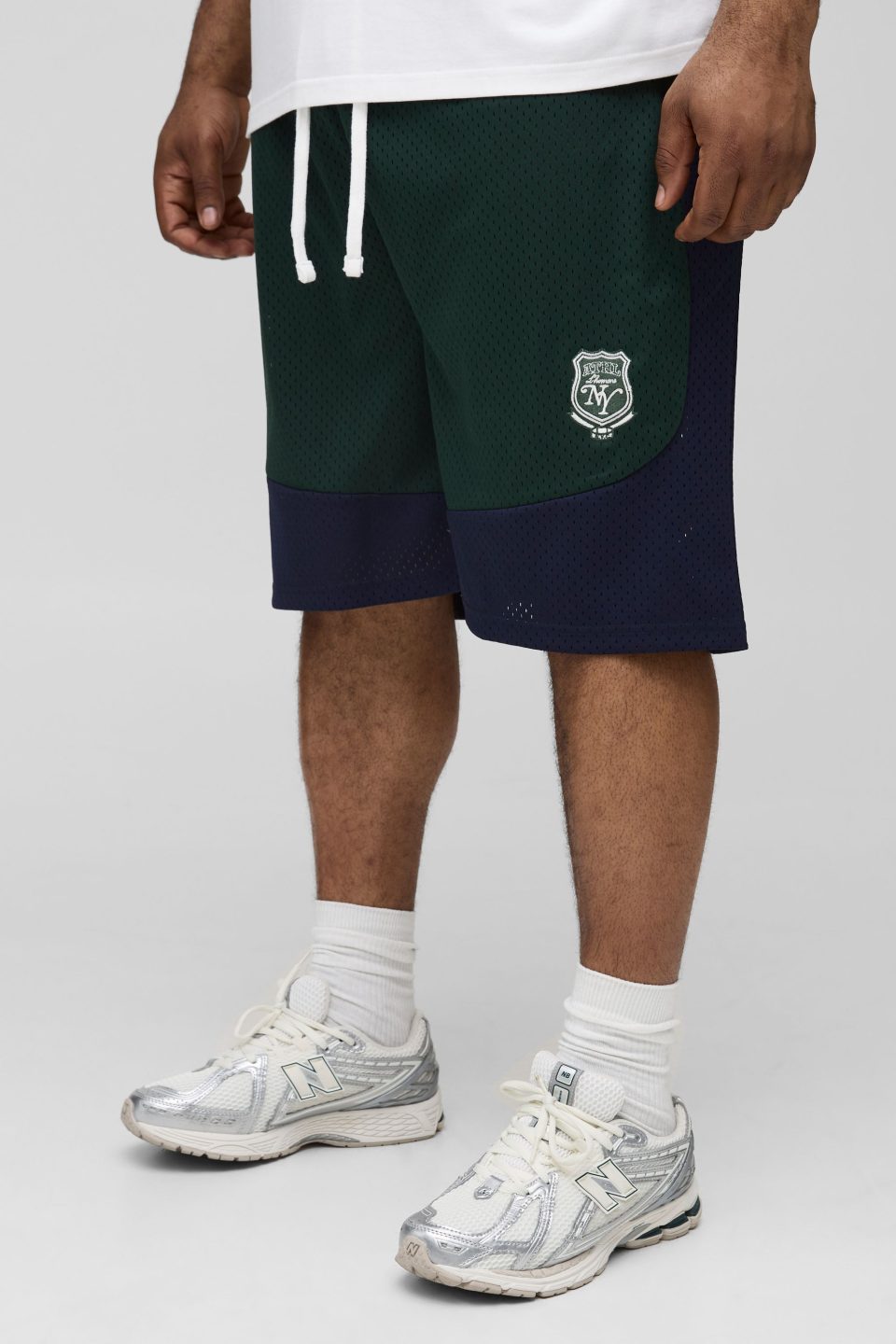 Plus Varsity Mesh Drop Crotch Shorts