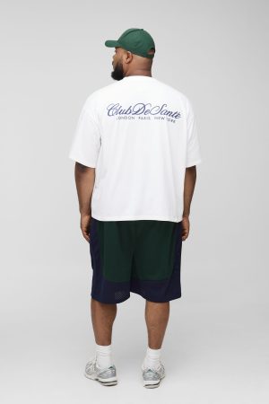 Plus Varsity Mesh Drop Crotch Shorts
