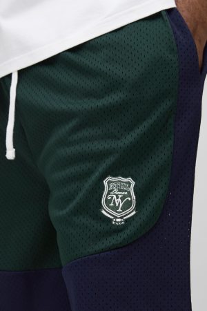 Plus Varsity Mesh Drop Crotch Shorts