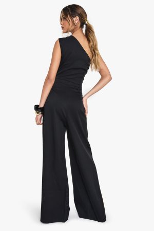 Tailored One Shoulder Wide Leg Jumpsuit