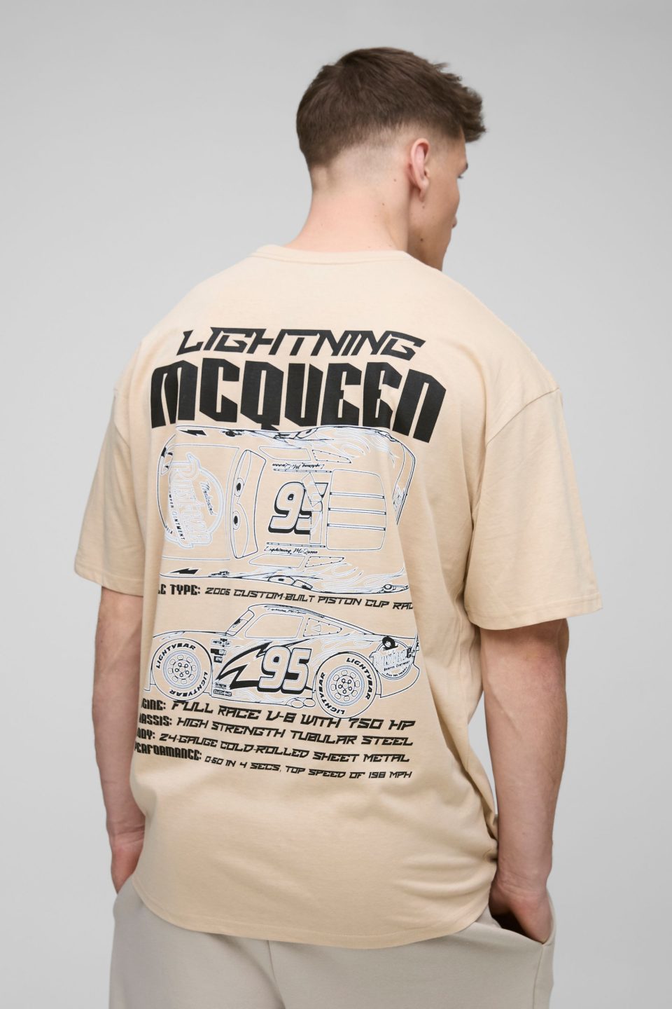 Tall Oversized Disney Cars Wash License Print T-shirt