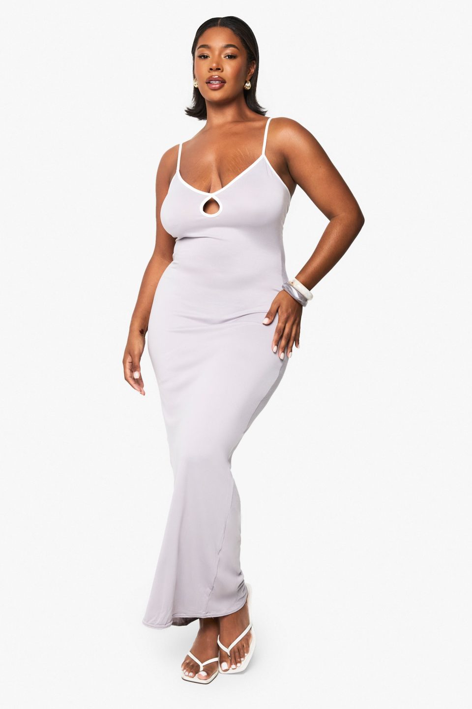 Plus Super Soft Contrast Keyhole Maxi Dress