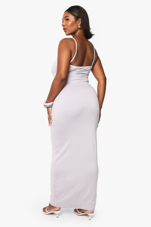 Plus Super Soft Contrast Keyhole Maxi Dress