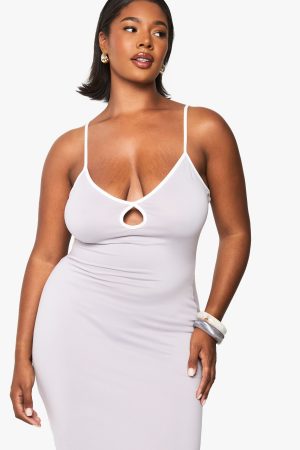 Plus Super Soft Contrast Keyhole Maxi Dress